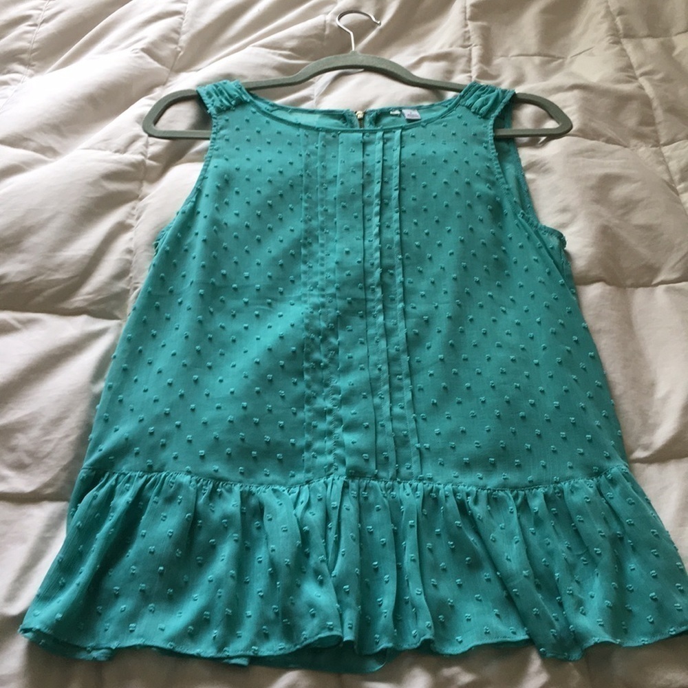 Aqua Swiss dot sleeveless blouse